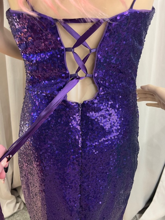 Source Unknown Purple Sequin Spaghetti-Strap Maxi Gown - Picture 7 of 8